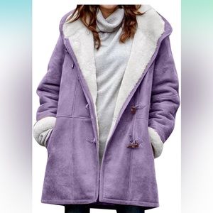 Large Winter Coat for women Parka Jacket Sherpa Lined Hooded Cardigan Outerwear